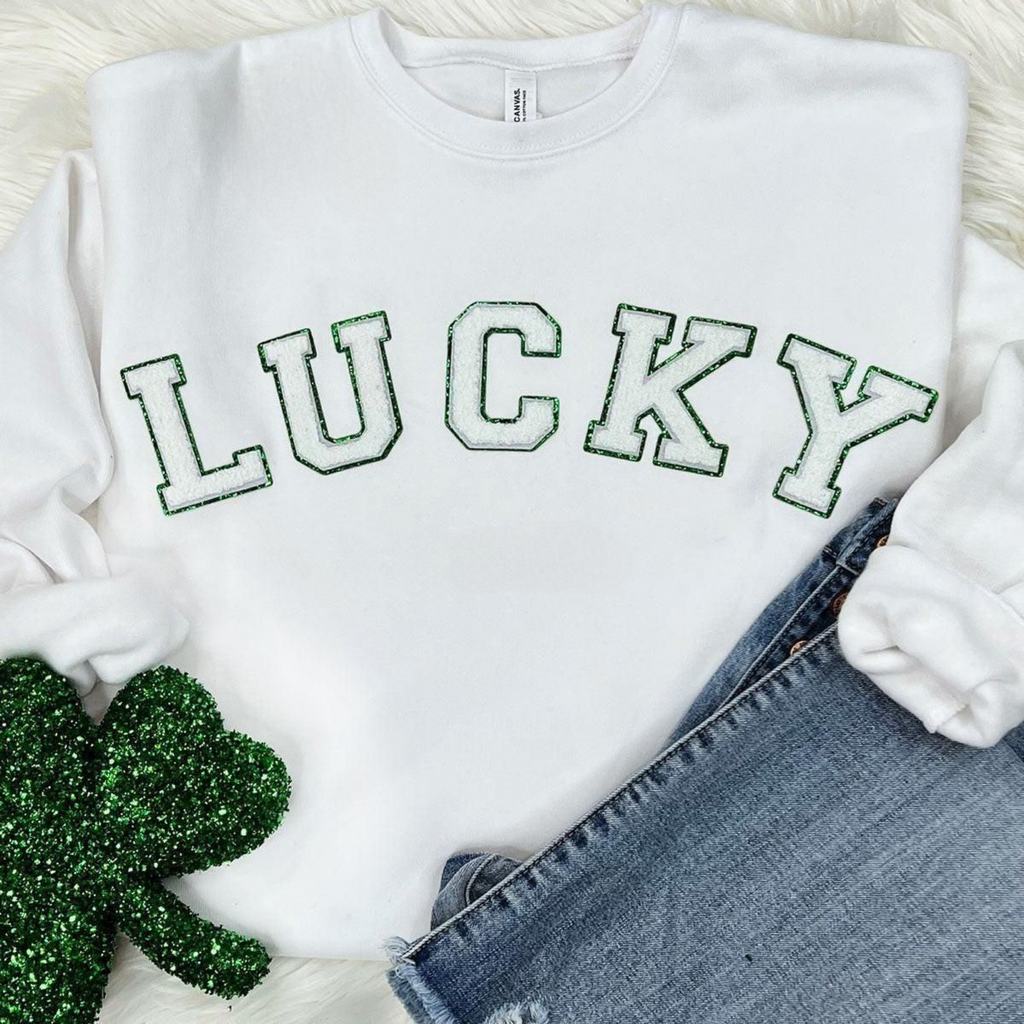 LUCKY Chenille & Glitter Sweatshirt