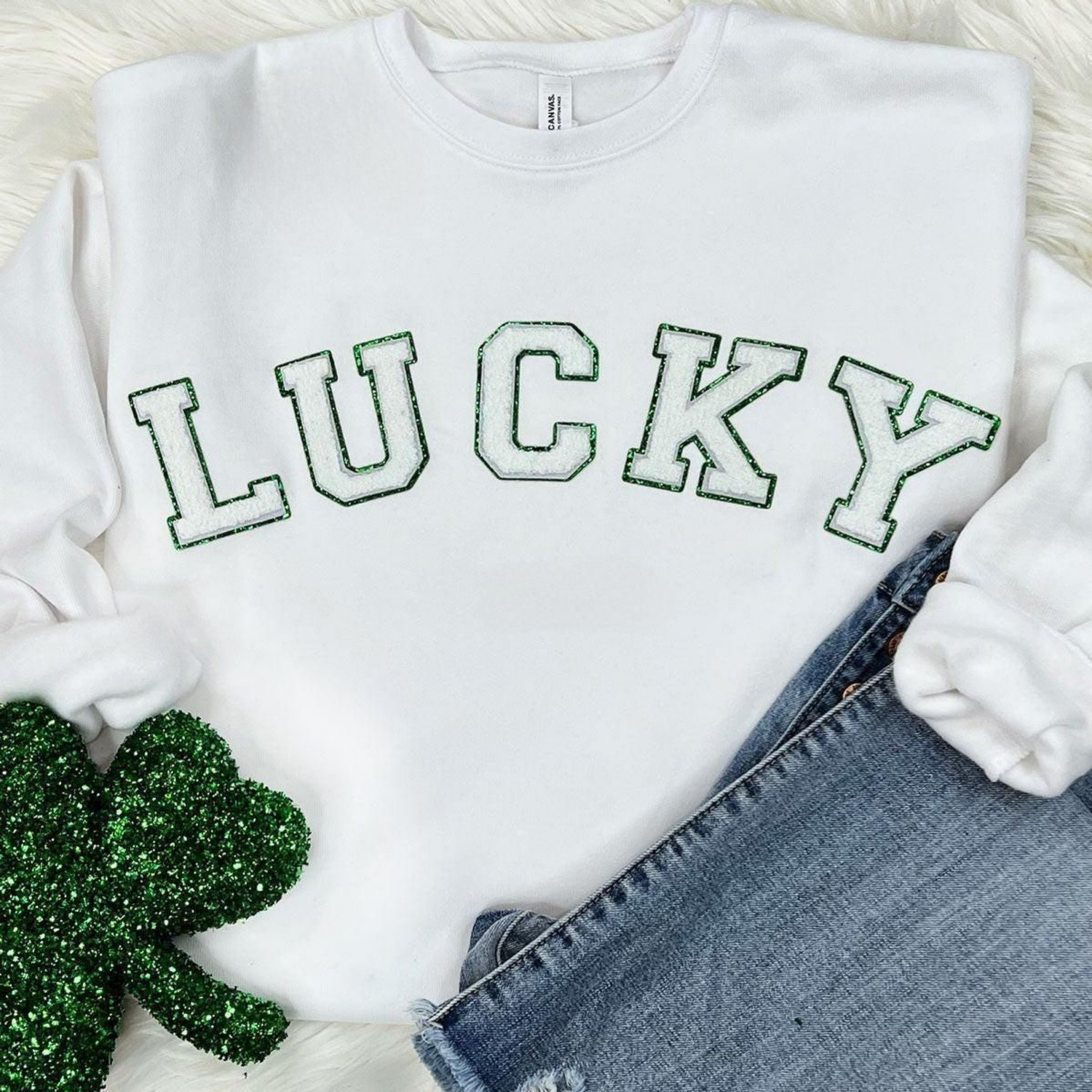 LUCKY Chenille & Glitter Sweatshirt