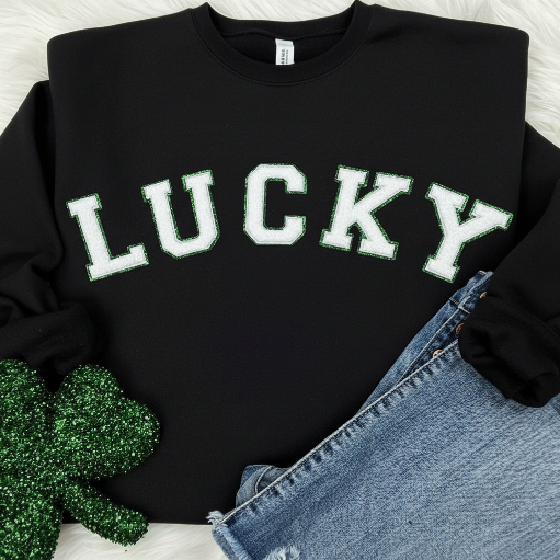 LUCKY Chenille & Glitter Sweatshirt